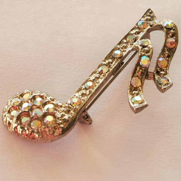 16th Note Musical Symbol Vintage Brooch - Picture 5 of 10